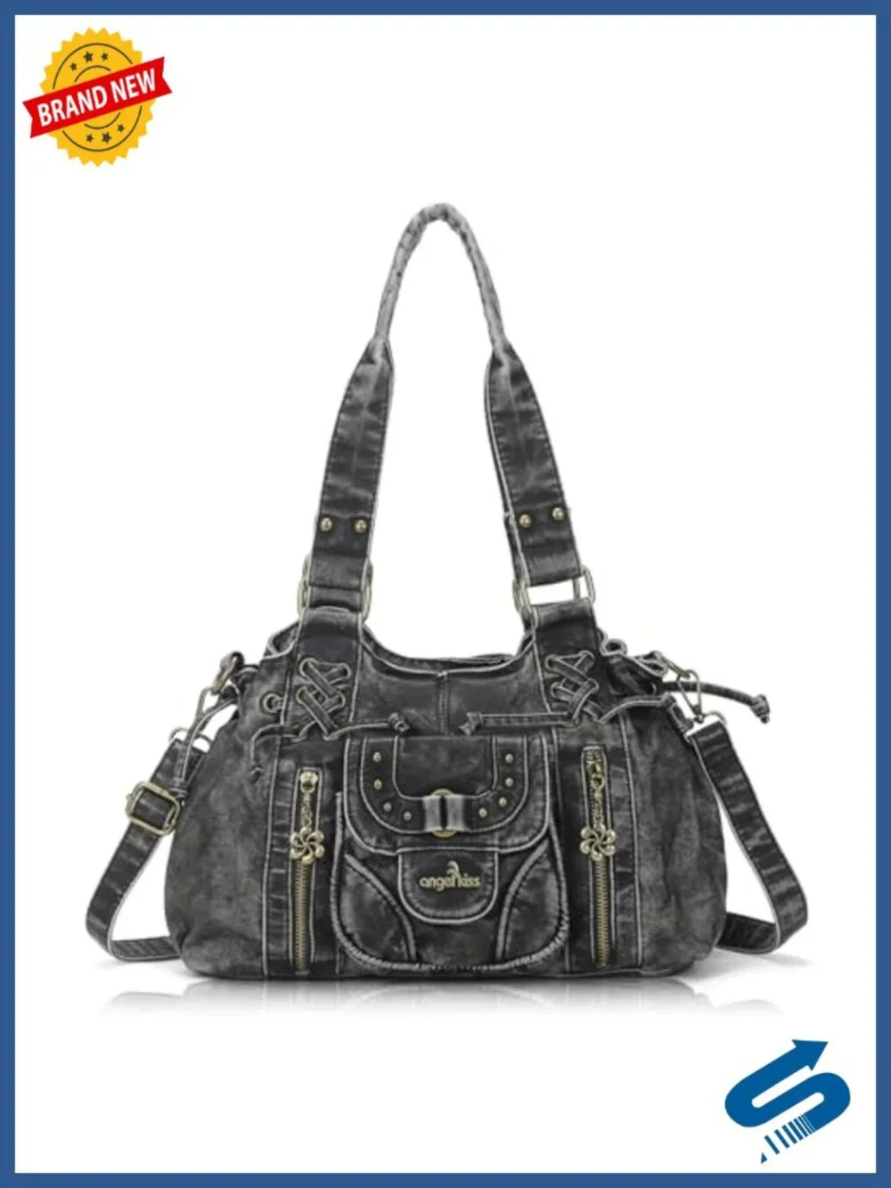 Retro Washed Leather Hobo Bag with Removable Strap - Roomy Small Handbag